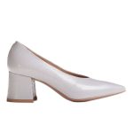 Marco Shoes Eleganckie czółenka damskie z lakieru w kolorze gołębim szare kolor Szare.