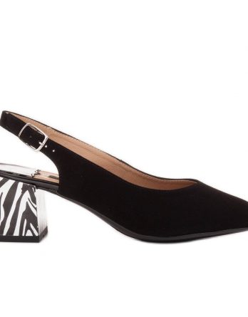 Marco Shoes Eleganckie czółenka damskie z obcasem zebra czarne kolor Czarne.