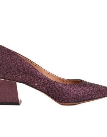 Marco Shoes Eleganckie czółenka damskie ze skóry zamszowej fioletowe kolor Fioletowe.