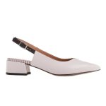 Marco Shoes Niskie czółenka z odkrytą piętą z delikatnej skóry naturalnej białe czarne kolor Białe/Czarne.