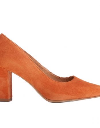 Marco Shoes Pomarańczowe czółenka z naturalnego zamszu kolor Pomarańczowe.