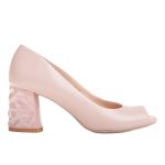 Marco Shoes Skórzane czółenka beżowe z obcasem 3D beżowy różowe kolor Beżowy/Różowe.