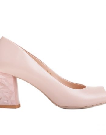 Marco Shoes Skórzane czółenka beżowe z obcasem 3D beżowy różowe kolor Beżowy/Różowe.
