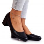 Skórzane Czółenka Na Słupku Sergio Leone PB291 Czarne kolor Czarne.