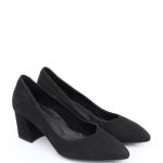 Skórzane czółenka w kolorze czarnym kolor black.