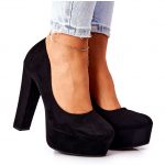 WS1 Zamszowe Czółenka Na Platformie Czarne Bemiso kolor Czarne.