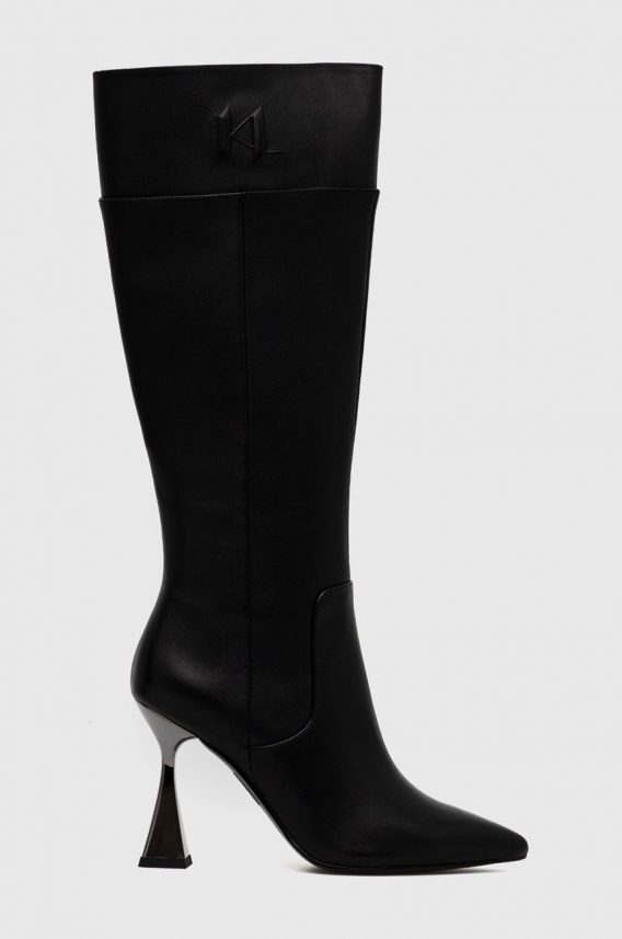 Karl Lagerfeld kozaki skórzane DEBUT damskie kolor czarny na słupku kolor czarny