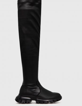Steve Madden Kozaki damskie kolor czarny na płaskim obcasie kolor czarny
