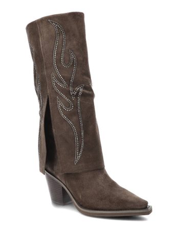 Brązowe Kozaki Alma En Pena Eleganckie Buty Damskie kolor brązowy
