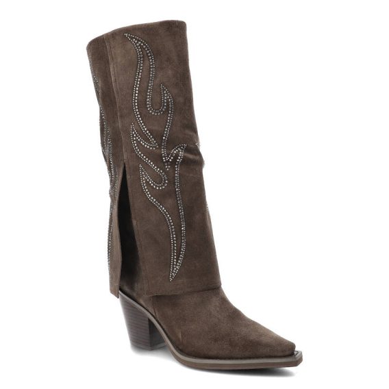 Brązowe Kozaki Alma En Pena Eleganckie Buty Damskie kolor brązowy