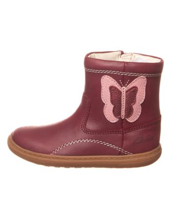 Clarks Skórzane kozaki "Flash Midi" w kolorze bordowym rozmiar: 21 kolor red
