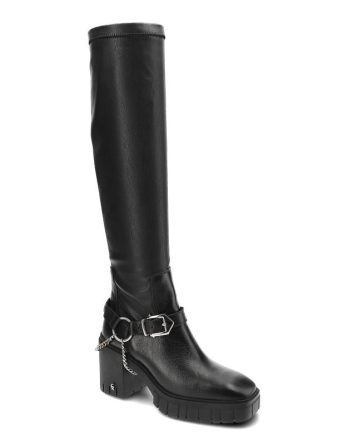 Czarne Kozaki Carinii Eleganckie Buty Na Obcasie kolor czarny