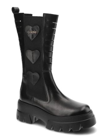 Czarne Kozaki Carinii Modne Wygodne Buty Damskie kolor czarny