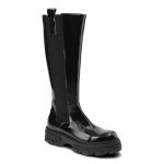 Czarne Kozaki Damskie Nessi Modne Skórzane Buty kolor czarny