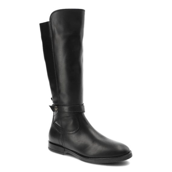 Czarne Kozaki Damskie Tommy Hilfiger Eleganckie Skórzane Buty kolor czarny