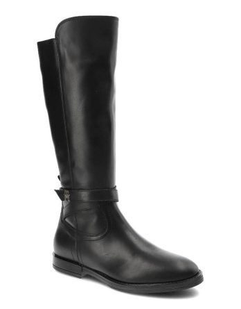 Czarne Kozaki Damskie Tommy Hilfiger Eleganckie Skórzane Buty kolor czarny