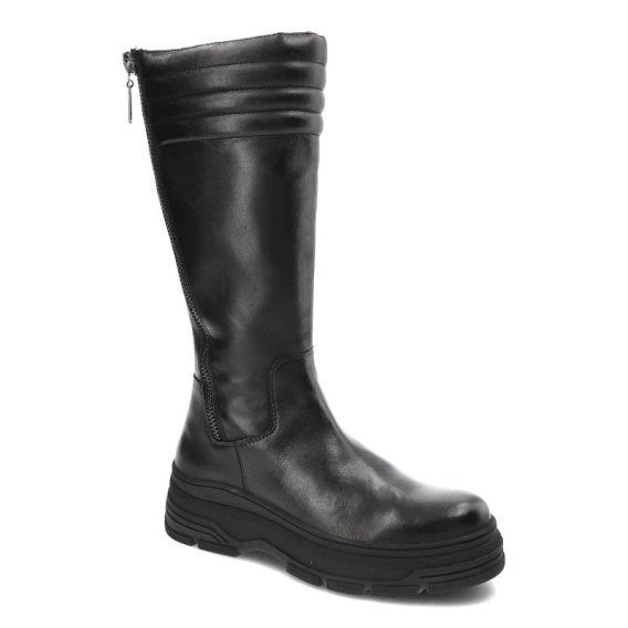 Czarne Kozaki Marco Tozzi Wygodne Skórzane Buty Damskie kolor czarny