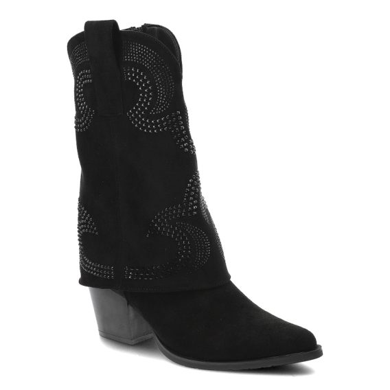 Czarne Kozaki S.Barski Eleganckie Kowbojki Damskie kolor czarny