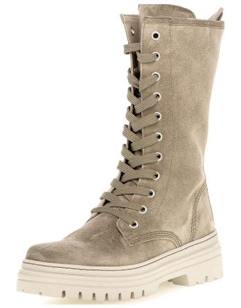 Gabor Skórzane kozaki w kolorze khaki rozmiar: 38 kolor brown/beige