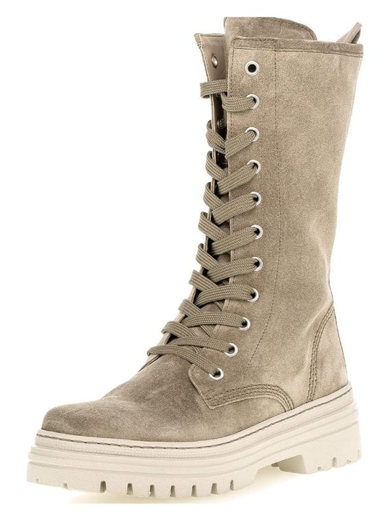 Gabor Skórzane kozaki w kolorze khaki rozmiar: 38 kolor brown/beige