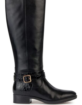 Geox Skórzane kozaki "Felicity" w kolorze czarnym rozmiar: 39 kolor black