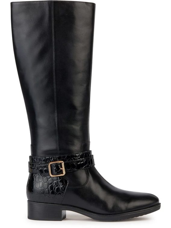 Geox Skórzane kozaki "Felicity" w kolorze czarnym rozmiar: 39 kolor black