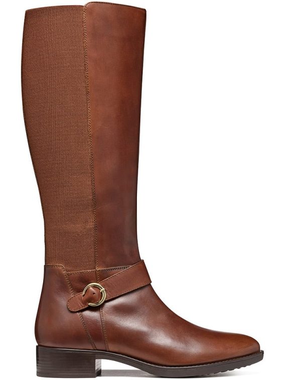 Geox Skórzane kozaki "Felicity" w kolorze jasnobrązowym rozmiar: 38 kolor brown