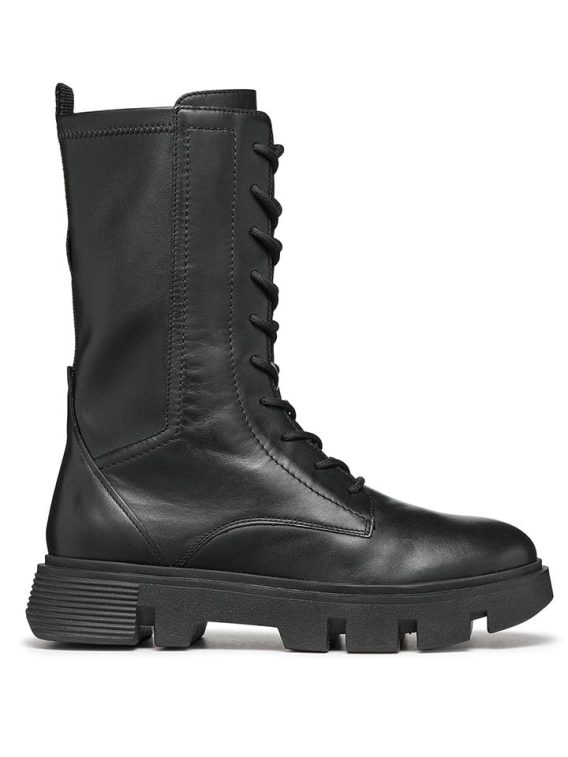 Geox Skórzane kozaki "Vilde" w kolorze czarnym rozmiar: 37 kolor black