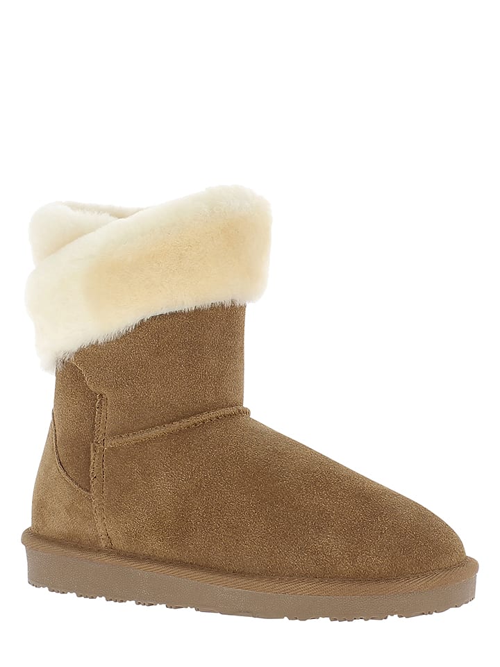 Gooce Skórzane kozaki zimowe "Beverly" w kolorze jasnobrązowym rozmiar: 40 kolor brown