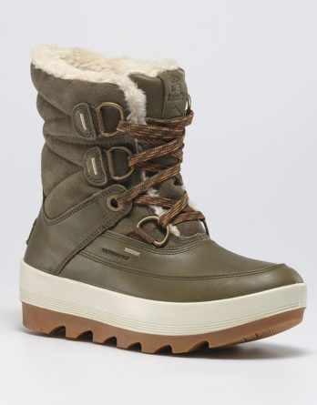 Kamik Skórzane kozaki zimowe "Celestem" w kolorze khaki rozmiar: 41 kolor brown/beige