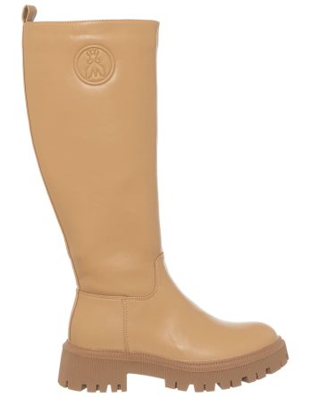 Patrizia Pepe Skórzane kozaki w kolorze beżowym rozmiar: 41 kolor beige