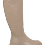 Patrizia Pepe Skórzane kozaki w kolorze szarobrązowym rozmiar: 38 kolor beige