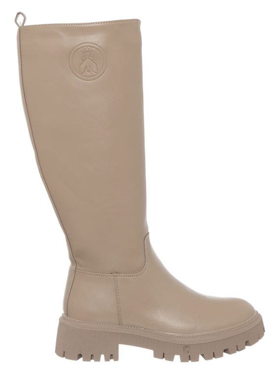 Patrizia Pepe Skórzane kozaki w kolorze szarobrązowym rozmiar: 38 kolor beige