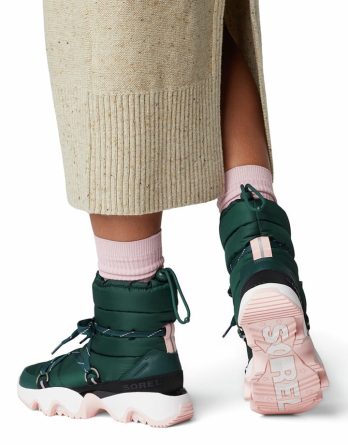 Sorel Skórzane kozaki zimowe "Kinetic Impact" w kolorze zielonym rozmiar: 38 kolor green