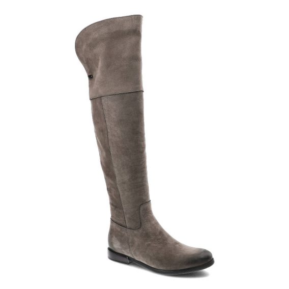 Szare Kozaki Carinii Skórzane Buty Damskie kolor szary