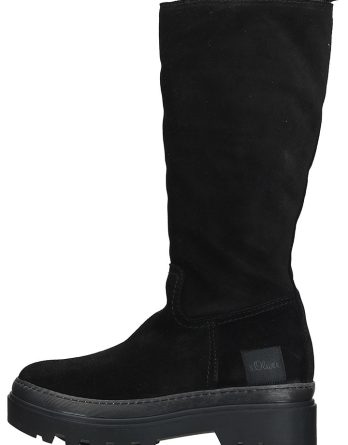 s.Oliver Skórzane kozaki w kolorze czarnym rozmiar: 40 kolor black