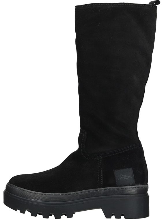 s.Oliver Skórzane kozaki w kolorze czarnym rozmiar: 40 kolor black