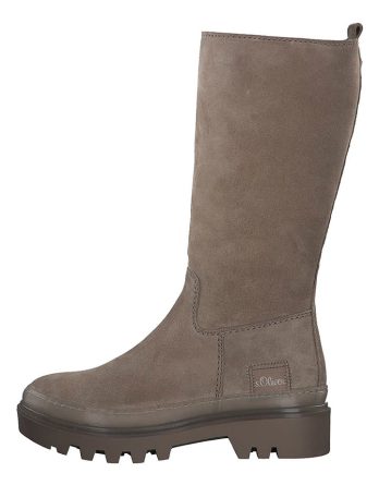 s.Oliver Skórzane kozaki w kolorze taupe rozmiar: 39 kolor beige/gray