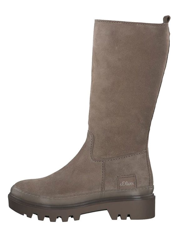 s.Oliver Skórzane kozaki w kolorze taupe rozmiar: 39 kolor beige/gray