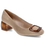 Beżowe Czółenka Espirito Damskie Eleganckie Obuwie kolor beżowy.