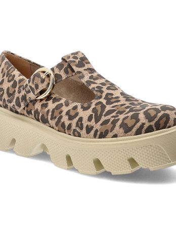 Beżowe Półbuty Armodo Eleganckie Obuwie Damskie Lampart kolor beżowy