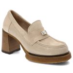 Beżowe Półbuty Armodo Eleganckie Obuwie Na Obcasie kolor beżowy