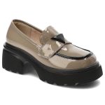 Beżowe Półbuty Artiker Stylowe Obuwie Damskie Na Obcasie kolor beżowy