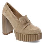 Beżowe Półbuty Carinii Eleganckie Obuwie Damskie kolor beżowy