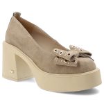 Beżowe Półbuty Karino Stylowe Obuwie Damskie Na Obcasie kolor beżowy