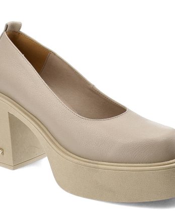 Beżowe Półbuty Karino Stylowe Obuwie Damskie Na Obcasie kolor beżowy