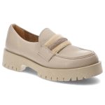 Beżowe Półbuty Lemar Eleganckie Skórzane Buty Damskie kolor beżowy