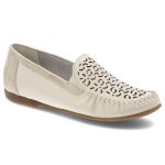 Beżowe Półbuty Rieker Eleganckie Obuwie Damskie Ze Skóry Naturalnej kolor beżowy