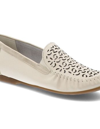 Beżowe Półbuty Rieker Eleganckie Obuwie Damskie Ze Skóry Naturalnej kolor beżowy