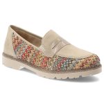 Beżowe Półbuty Rieker Modne Obuwie Damskie kolor beżowy